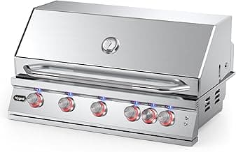 Hygrill Premium XTR 40-Inch Built In Grill, Stainless Steel 5-Burner Grill Head for Outdoor Kitchen with Rear Infrared Burner
