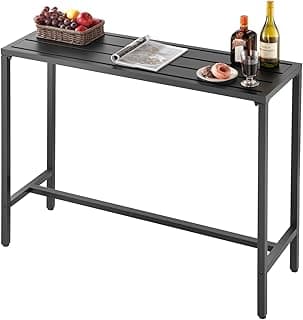 VEVOR Outdoor Bar Table, 47 x 15 in Patio Bar Table, Waterproof Top & Sturdy Metal Frame