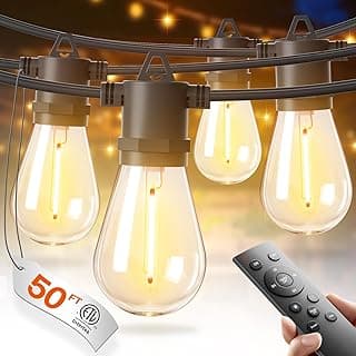 addlon 50FT LED Outdoor String Lights with Edison Shatterproof Bulbs, Weatherproof
